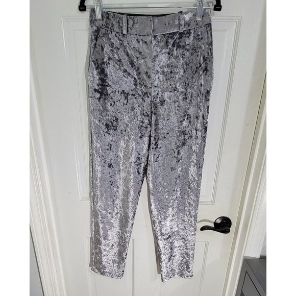 Topshop‎ Womens Silver Gray Bonded Velvet Pants Mid Rise Straight Leg Size 6 - Picture 6 of 14